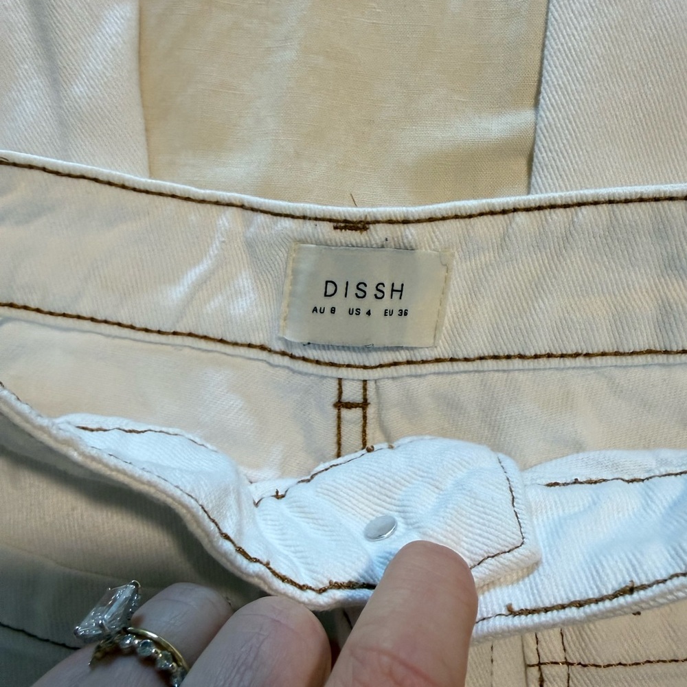 DISSH White Straight Leg Jeans with Contrast Stitching - Picture 5 of 5